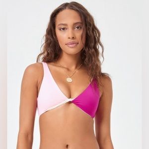 NWT L*Space Luna Bikini Top in Pink / Purple - Size M